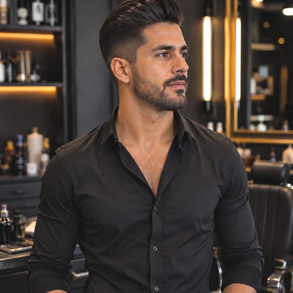 Corte con barba, acabado clásico